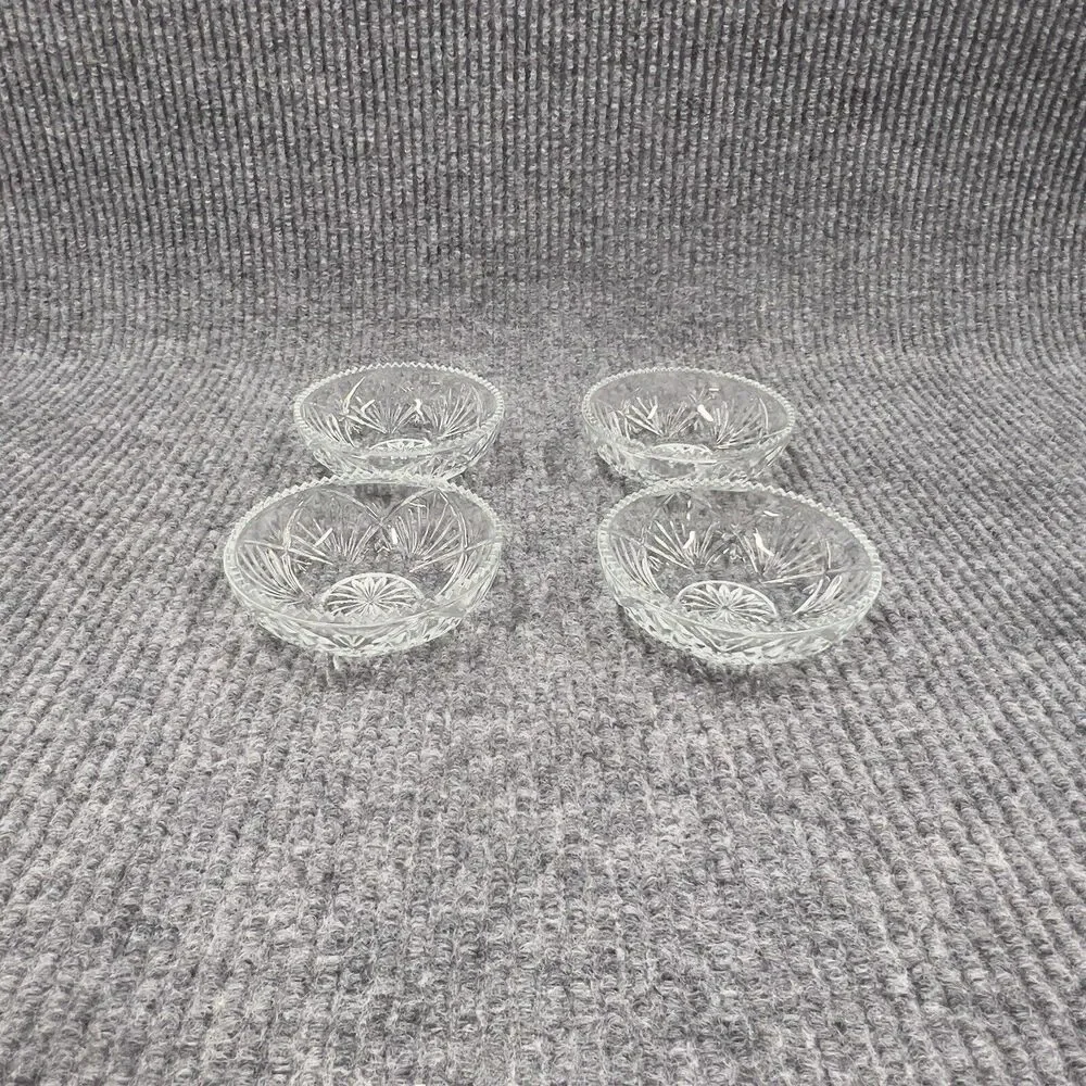 VTG KIG Malaysia Clear Glass Dish Bowl‎ Depression Style Candy Nut Lid Set Of 2